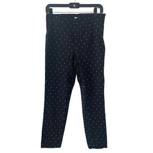 A New Day Black White Polka Dot Ponte Pant Womens 6 Pull On Slim Leg Stretch Zip